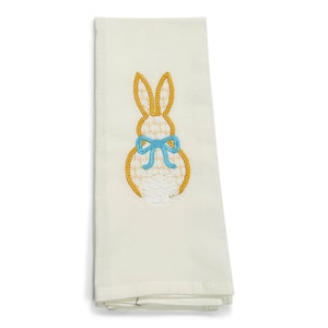 Embroidered Cottontail Bunny Blue Bow Towel