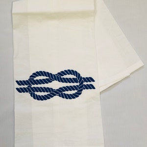 Embroidered Nautical Knot Flour Sack Dish Towel Decorative Kitchen Towel Guest Towel Tea Towel Linen Housewarming Hostess Gift image 3