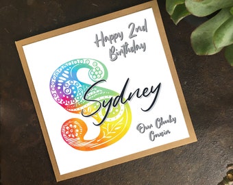 Baby Birthday Card - Personalised Birthday Card - A-Z letters - Gender Natural Birthday Card - letter Cards - Initial Card - Any Age Card