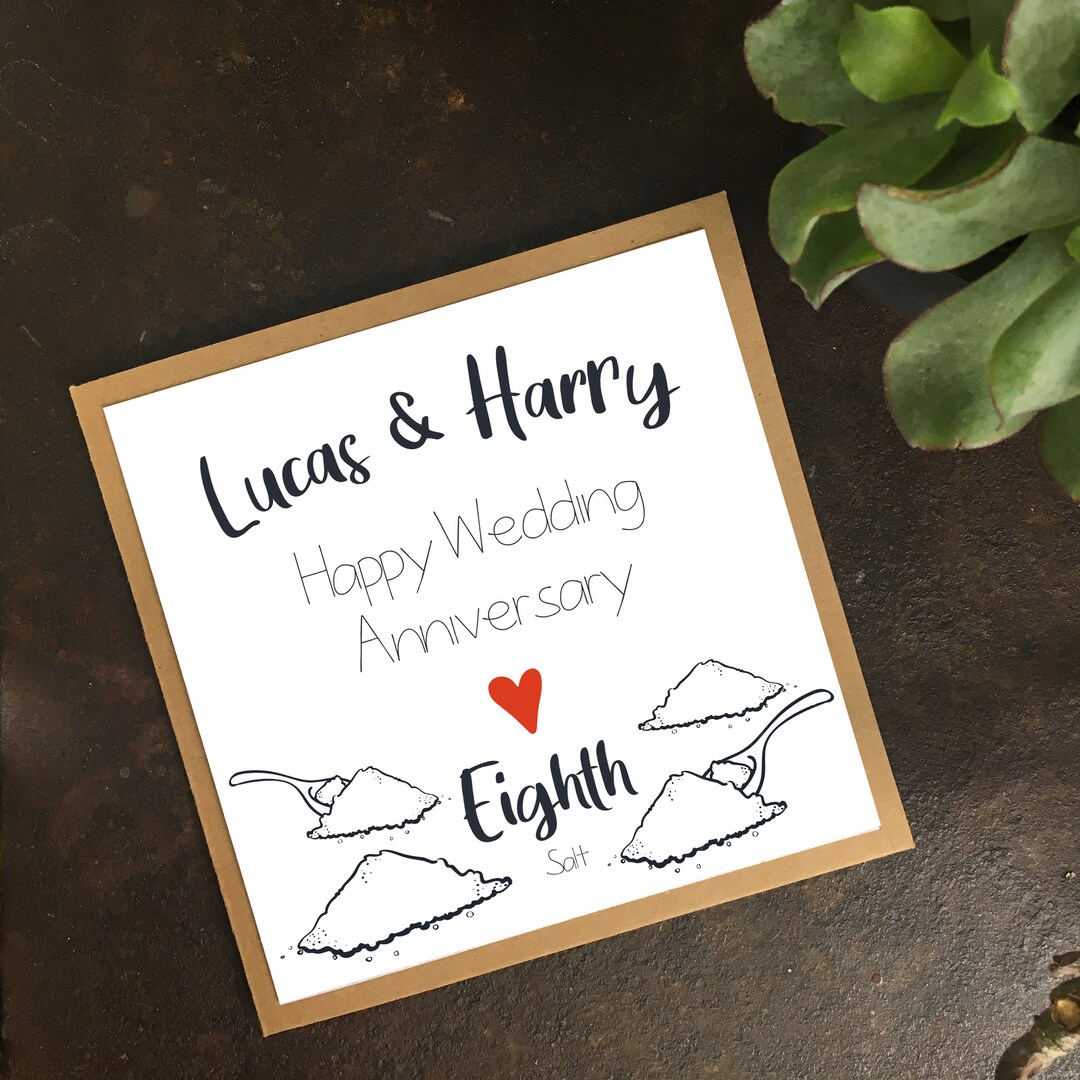 Happy Salt Anniversary Card - 8th Wedding Anniversary Card - Eighth Anniversary - 8 Years - View #12