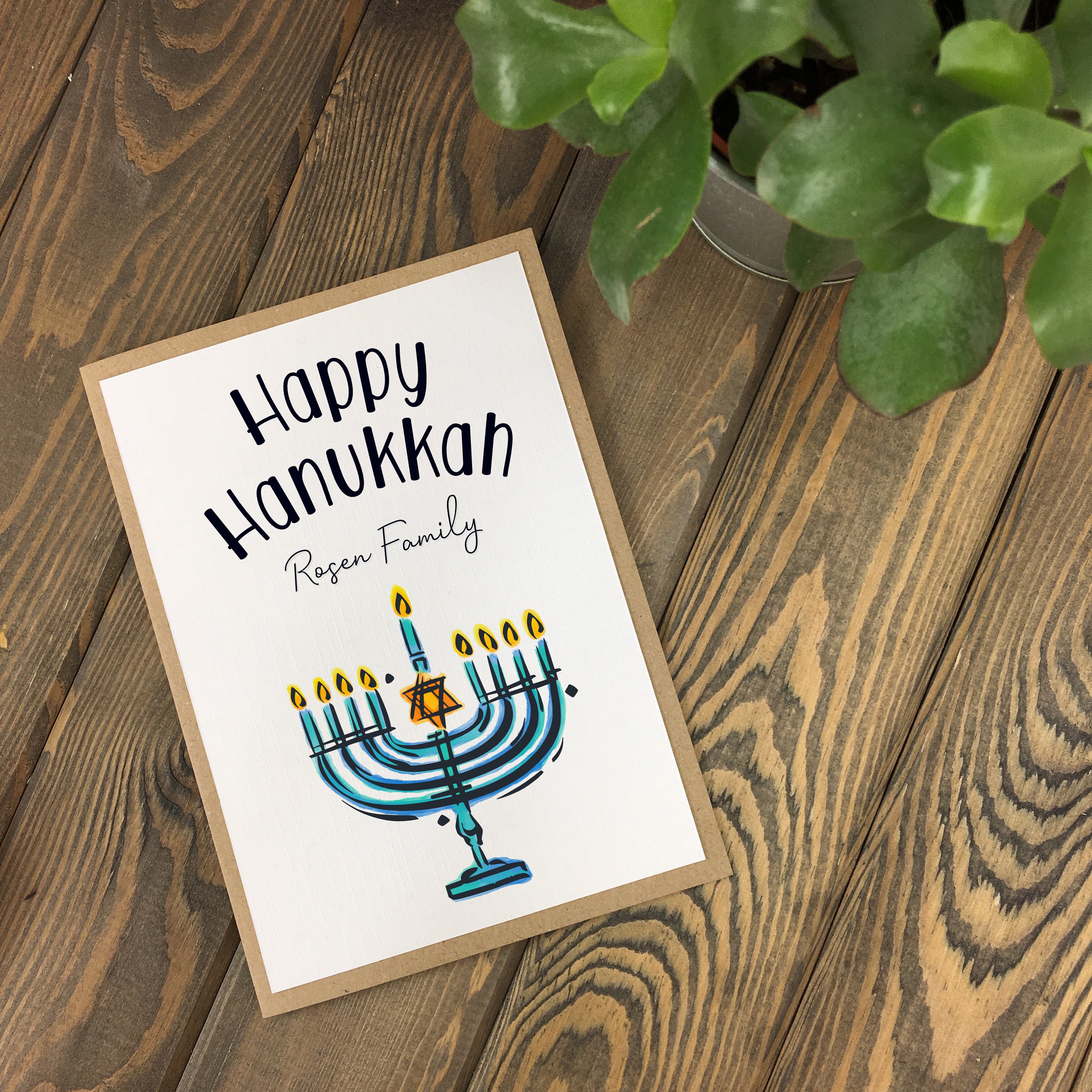 Happy Hanukkah Personalised Family Hanukkah Card Water Etsy.de