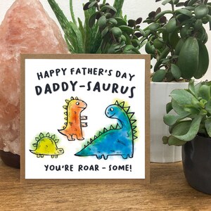 Fathers Day Card - Daddy-saurus - You're roar-some! - dinosaur card - from us both - from two - from twins - from baby 20th June 2021 (uk)