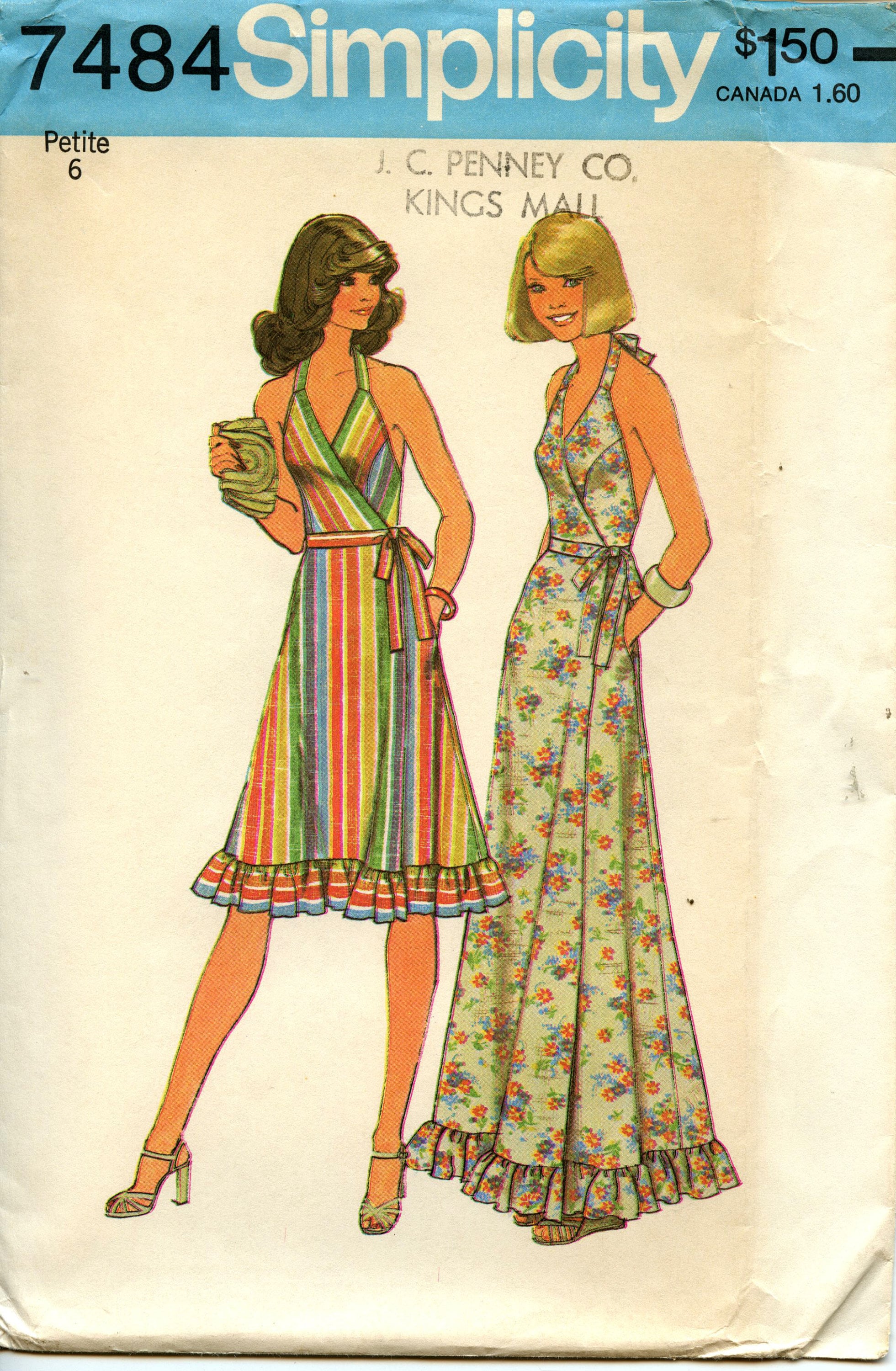 Simplicity Pattern 7484 Misses' Front-wrap Halter Dresses - Etsy