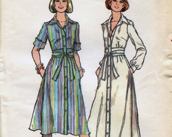 Vintage Butterick Sewing Pattern 4697 Misses' A-Line Dress in Two Lengths with Attached Self Sash and Two Sleeve Length Option Size 14 Uncut