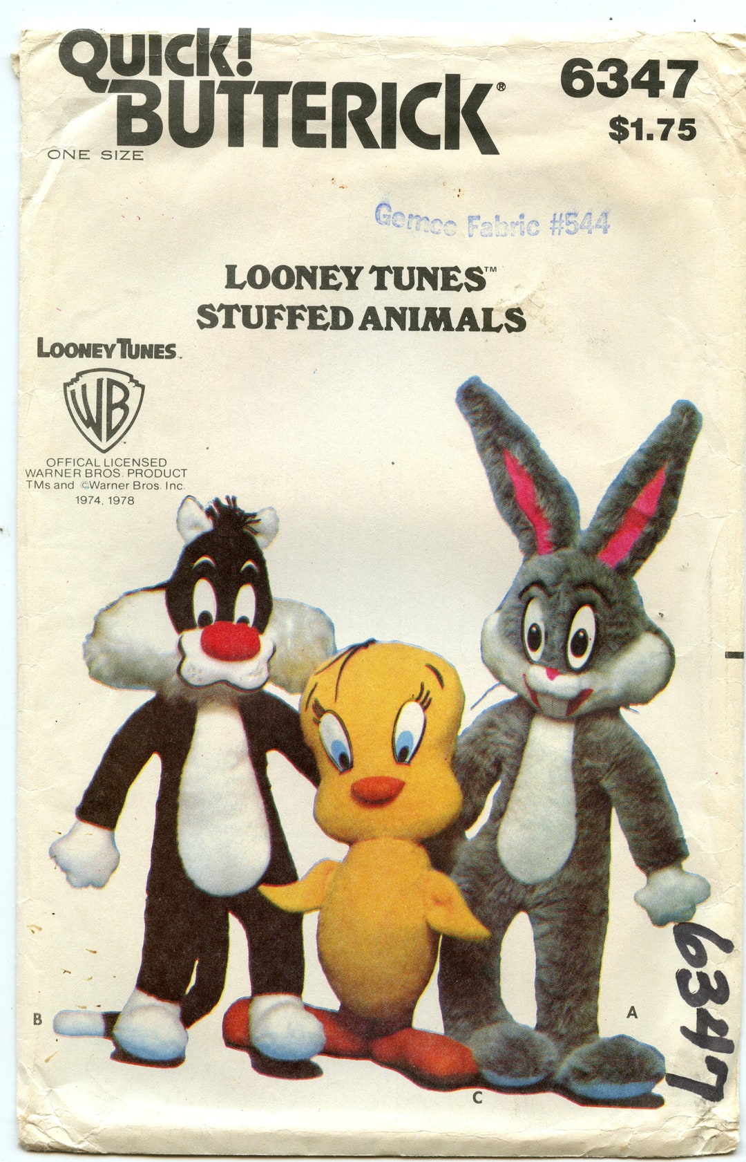 Butterick Sewing Pattern 6347 Remember Warner Bros. Looney Tunes ? Sew ...
