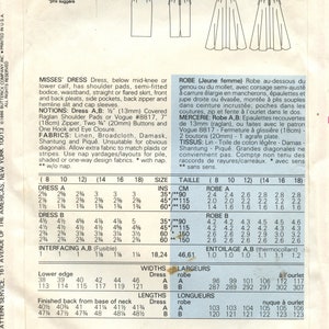 May include: A sewing pattern for a dress with a semi-fitted bodice, straight or flared skirt, front and back pleats, side pockets, back zipper and hemline slit and cap sleeves. The pattern includes instructions for sizes 8 to 18. The pattern is for misses' and women's sizes.