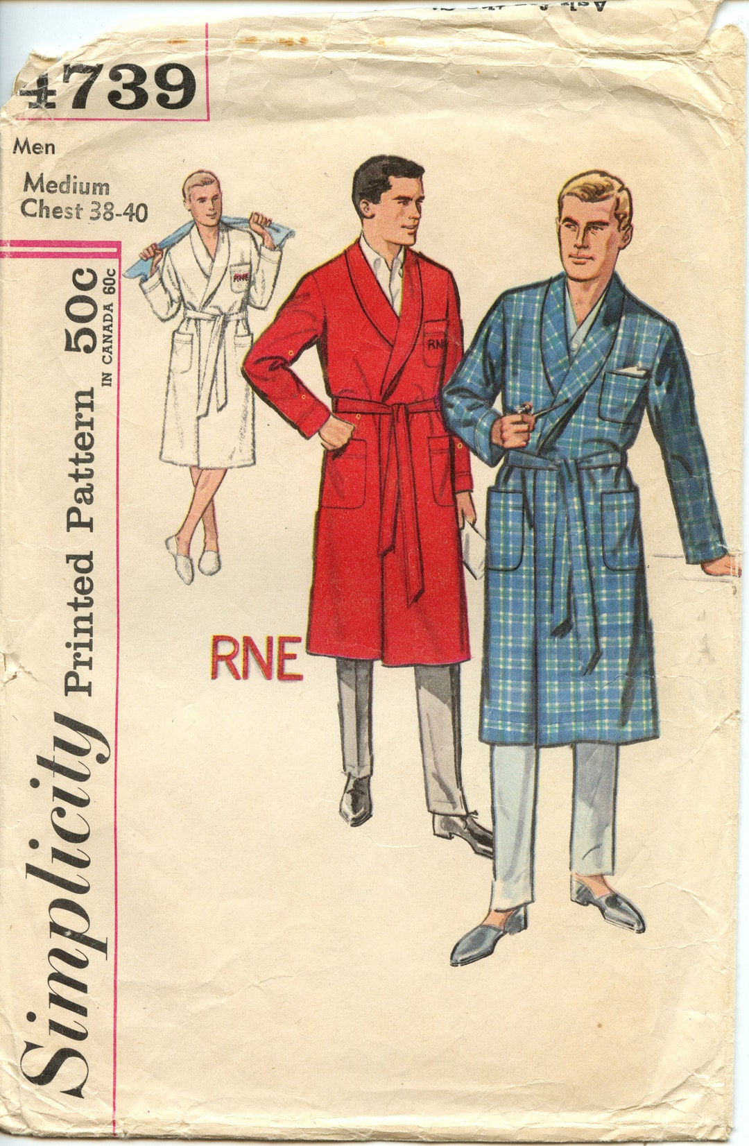 Vintage Simplicity Sewing Pattern Men's Robe With Tie Size: Medium ...