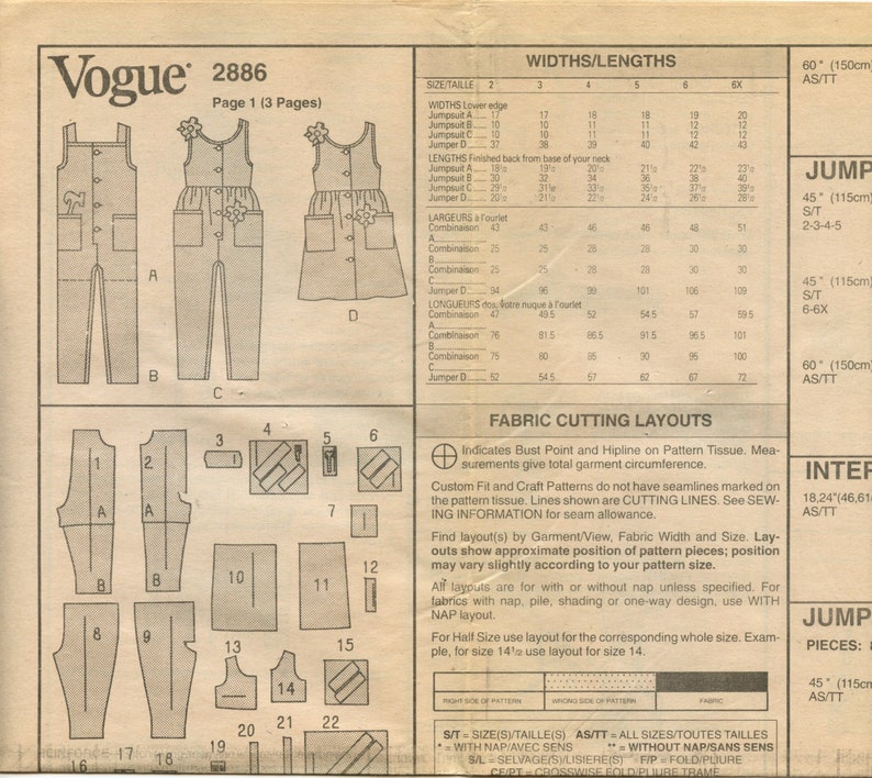 Little Vogue Sewing Pattern  Toddlers/' Jumpsuit and Jumper Sizes 2-3 Cut and Complete