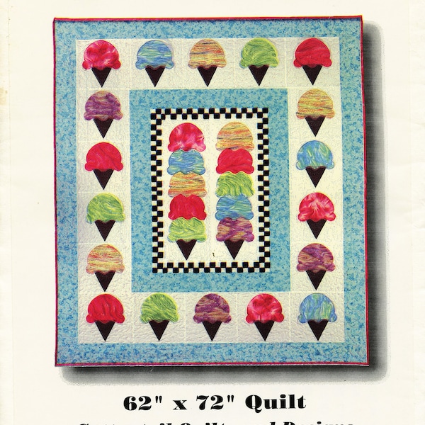 Cottontail Quilts and Designs Pattern Ice Cream Cone Quilt 62" x 72" Nifty Fifties Ice Cream Parlor Designed by Sandy Coelho Uncut