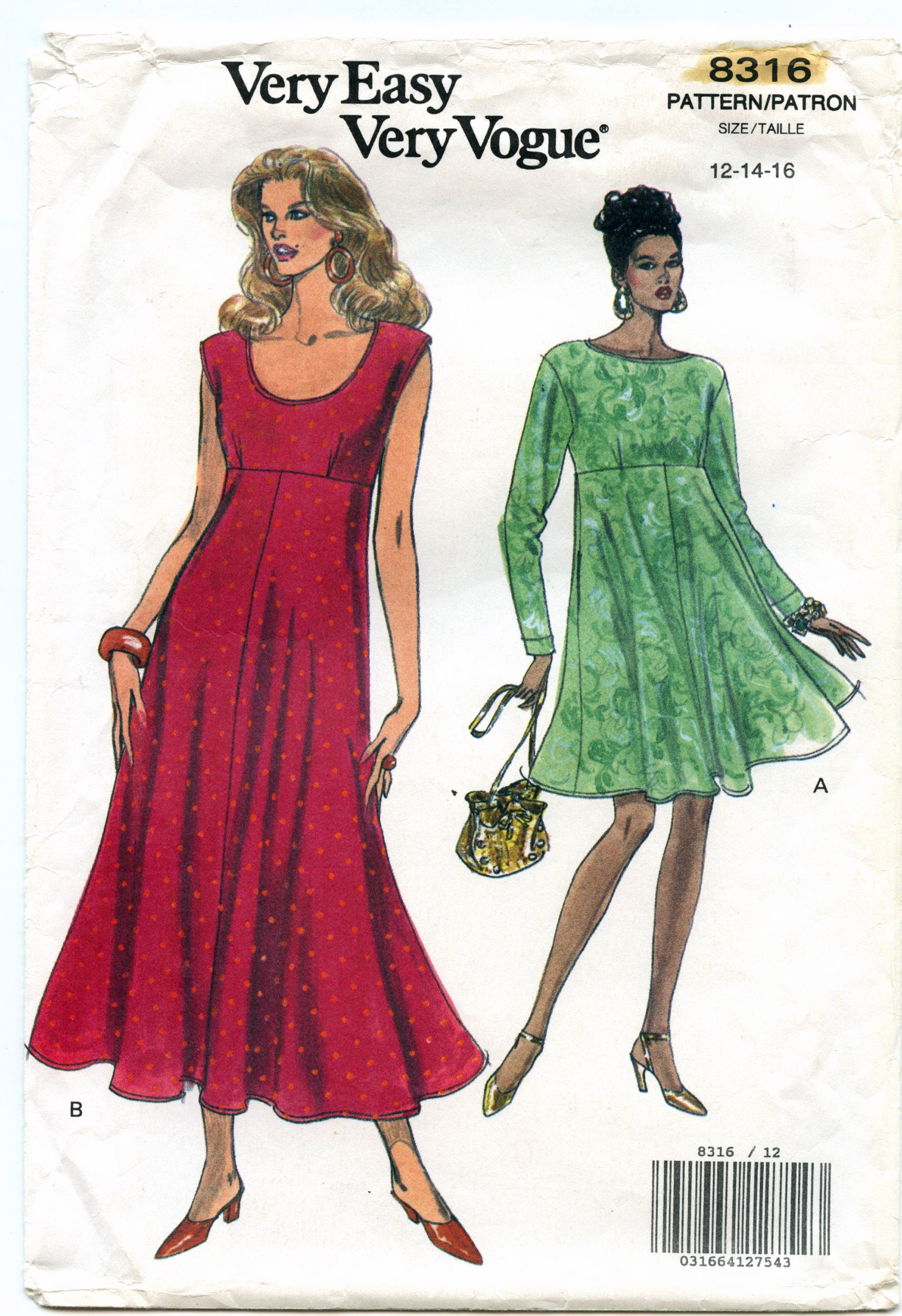 Vogue Pattern 8316 Misses' Flared Dress in Two Lengths - Etsy