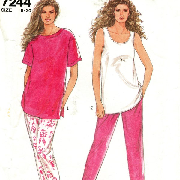 Simplicity Sewing Pattern 7244 Misses' Pull-On Tops Short Sleeve or Sleeveless and Pants Sizes 8-20 Uncut