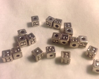 4mm Sterling Silver Alphabet Letter Beads w/ 1.5mm hole