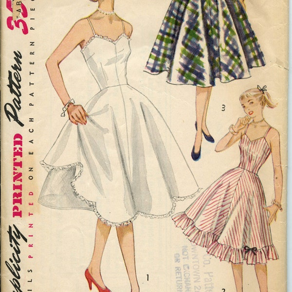 Vintage Simplicity Pattern 3766 Junior Misses' Slip and Petticoat Size Junior 11 Bust 29 inch Cut and Complete