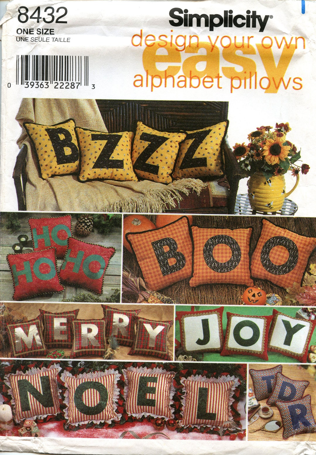 Simplicity Sewing Pattern 8432 Alphabet Pillows 12 and Etsy