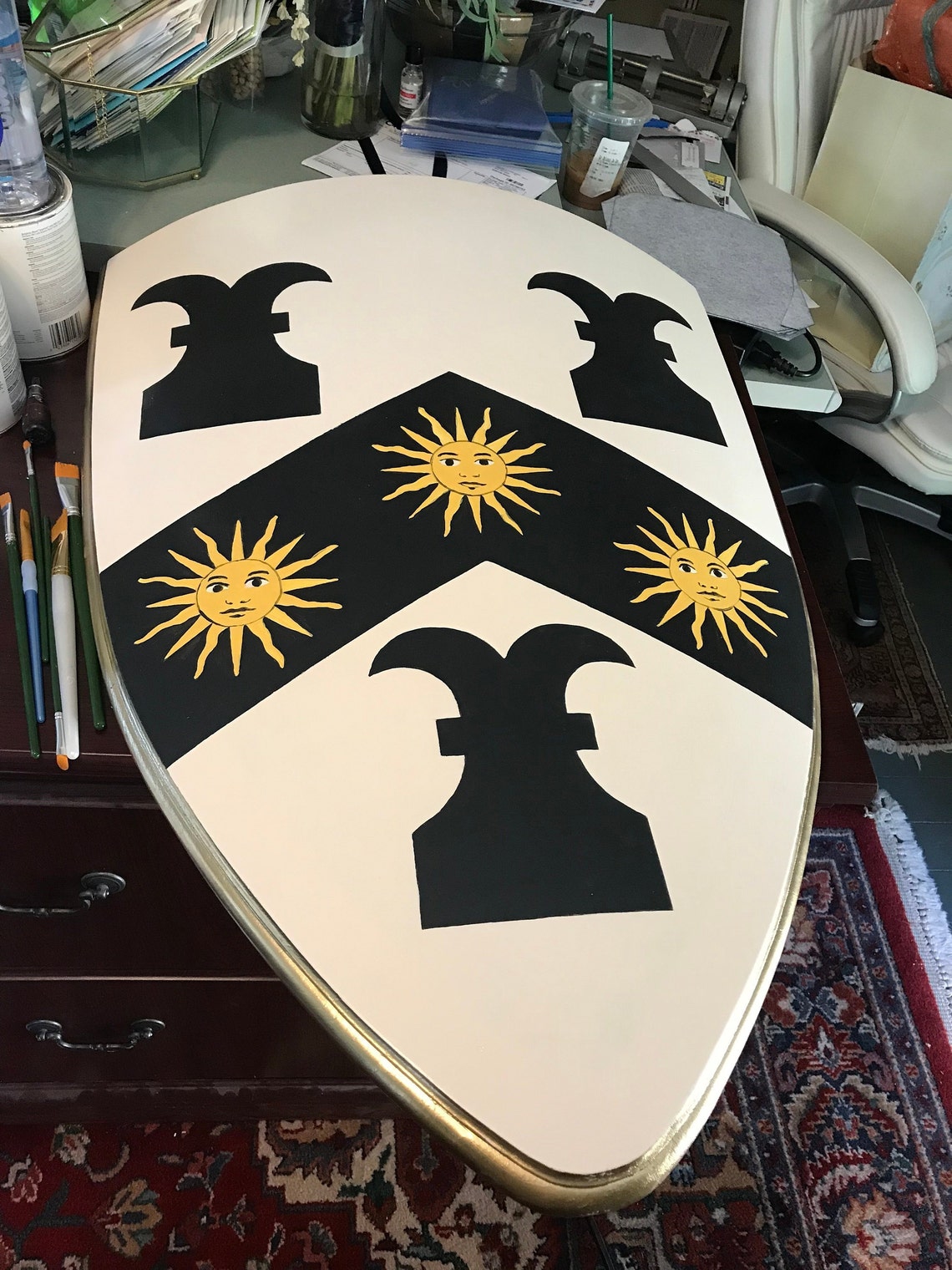 Hand Made Curved Wooden Shields Sculpted & Painted - Etsy