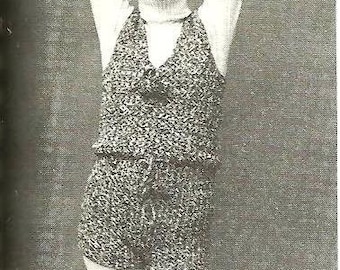 Virkmönster, Jumpsuit, Vintage, 1970-talet, pdf, omedelbar nedladdning
