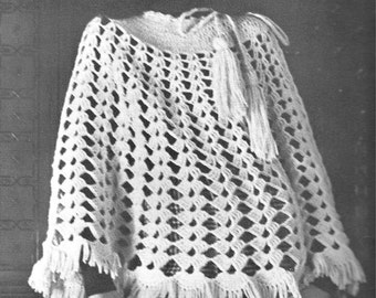 Crochet Patterns.1970s Crochet Poncho and Skirt Pattern, pdf pattern, instant download