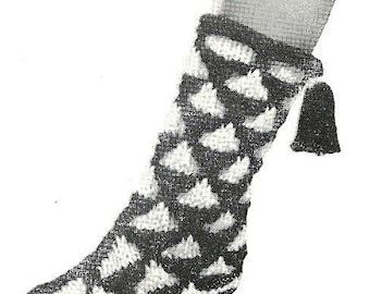 Knit pattern Boot with Triangle patten and tassells, pdf pattern, instant download