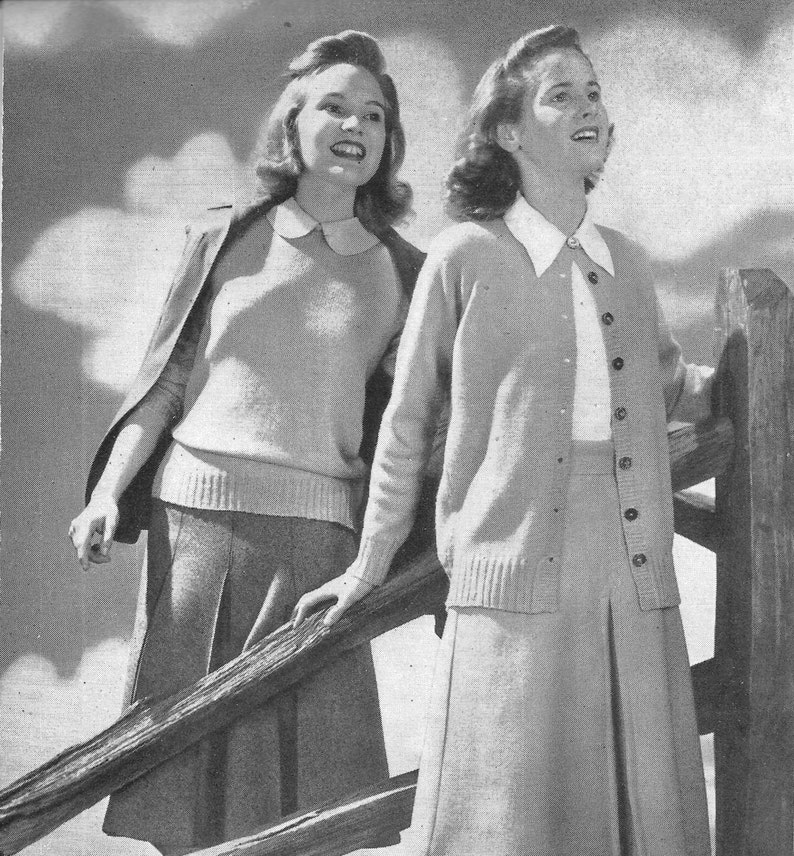 1940's Vintage Knit Cardigan Sweater Pattern fro Women, PDF instant download image 3