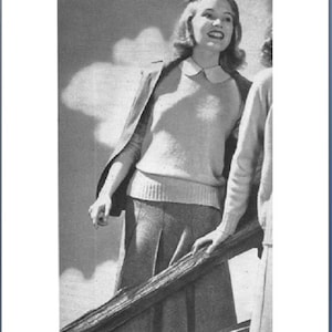 1940's, Knitting Pattern, Pullover, Knit Sweater, vintage knitting, PDF, vintage, instant download