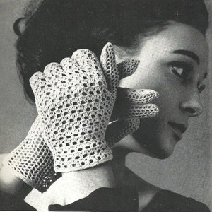1960&#39;s vintage Lace Crochet Glove Pattern, PDF instant download