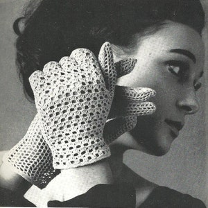 1960's vintage Lace Crochet Glove Pattern, PDF instant download