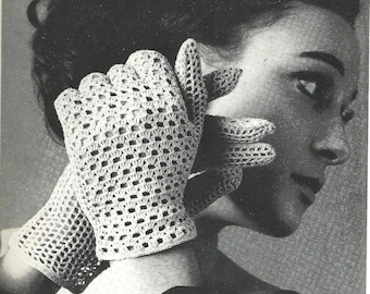 1960's vintage Lace Crochet Glove Pattern, PDF instant download