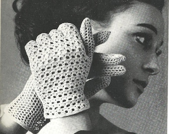 Modèle de gant au crochet en dentelle vintage des années 1960, téléchargement instantané PDF