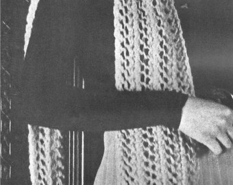 Mönster för vintagestickad mössa och halsduk, genombrutna spetssömmar, 1970-talet PDF direktnedladdning