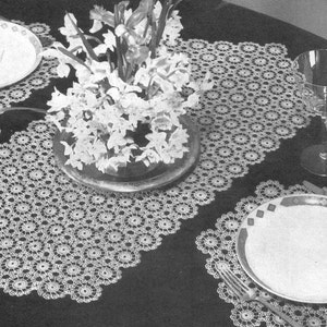 Crochet Pattern, Vintage PlaceMat & Table Runner set, pdf, instant download