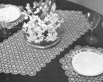 Crochet Pattern, Vintage PlaceMat & Table Runner set, pdf, instant download