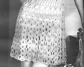 1970's Vintage Crochet Lace Dress Pattern, Instant Download