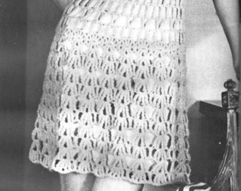 Modello di abito vintage in pizzo all'uncinetto degli anni '70, download immediato