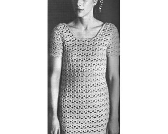 MOD CROCHET dress pattern, 1970's, vintage, pdf, instant download