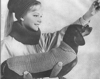 Vintage Knit Sweater Pattern for Dogs, knitting pattern, PDF instant download