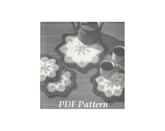 Vintagevirkning för hemmet, mönster för åttkantiga bordsunderlägg, PDF-nedladdning direkt