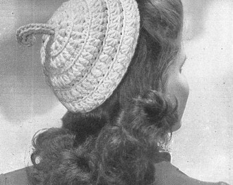 Vintage 1941 Crochet Hat Pattern, Star Stitch, PDF instant download