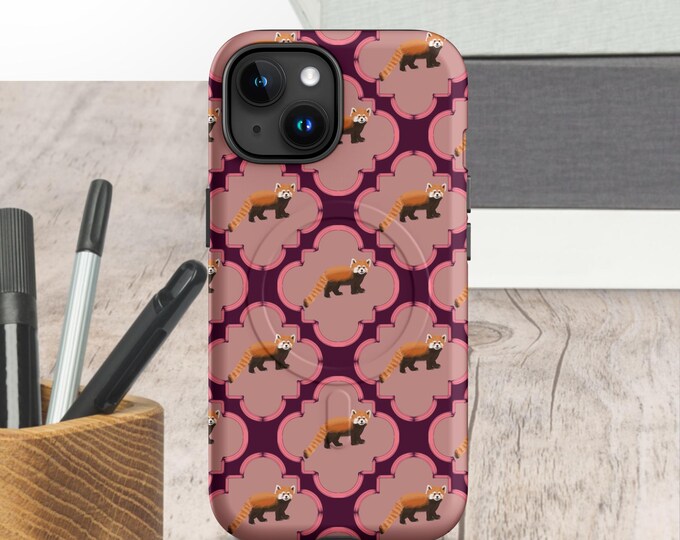 Red Panda Parade on Pink: MagSafe® tough case for iPhone®
