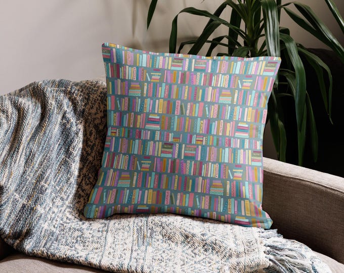 Integrity Bookshelf print Premium Pillow; books, library, reading, classroom