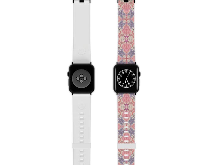 Pink Seashore Watch Band for 45mm Apple Watch | Pink Purple Patterned Strap