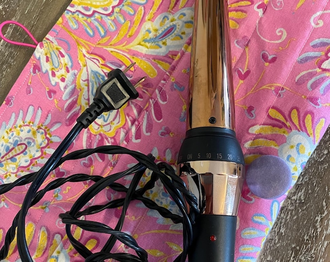 Hot hair iron travel pouch: curling iron, flat iron, insulated bag; Pink Paisley print