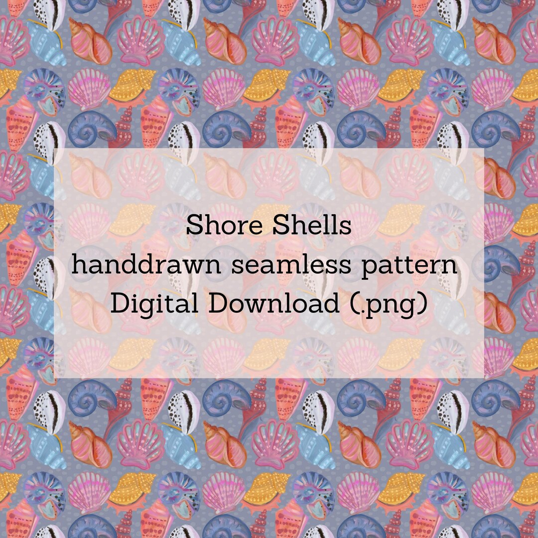 Shore Shells Hand-drawn Seamless Pattern Digital Download (.png) - Etsy