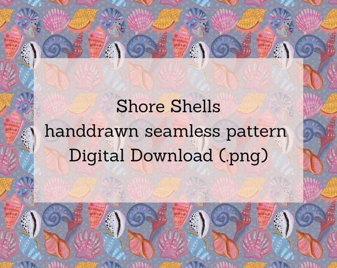 Shore Shells hand-drawn seamless pattern digital download (.png)