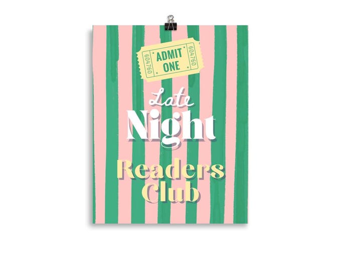 Late Night Reading Club Poster on Premium Paper