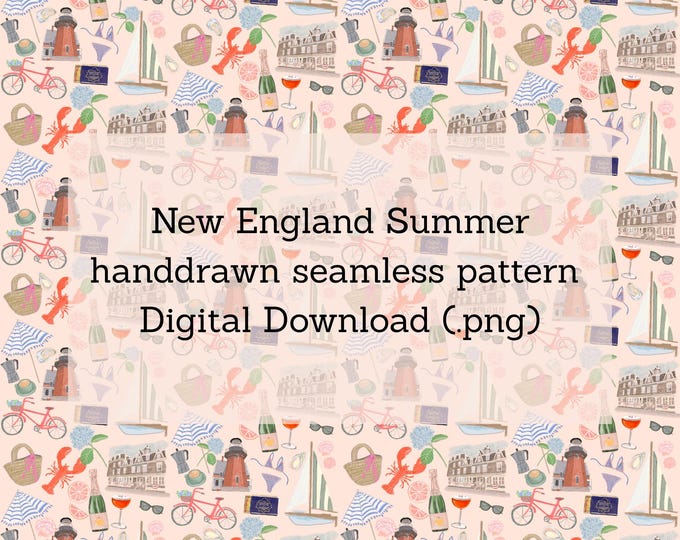 New England Summer seamless pattern digital download (.png)