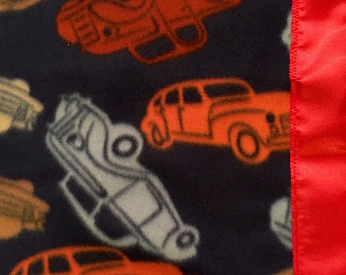 Cars & Trucks Fleece Blanket with Satin Binding