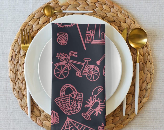Navy Coastal Summer: Cloth napkin set