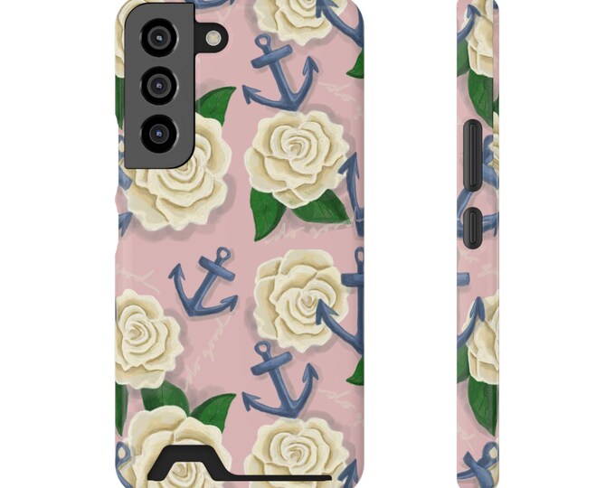 DG Sorority Anchors and Cream Roses Phone Case | Card Holder