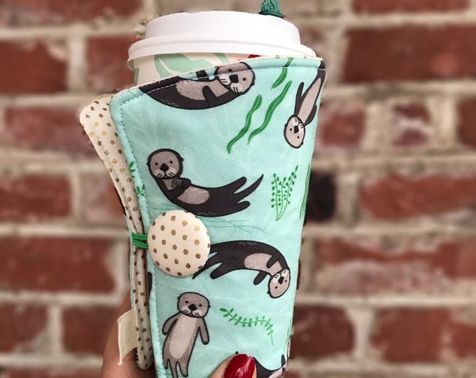 Coffee Cozy-fits all size hot/iced drinks Pattern: Otter-ly Adorable