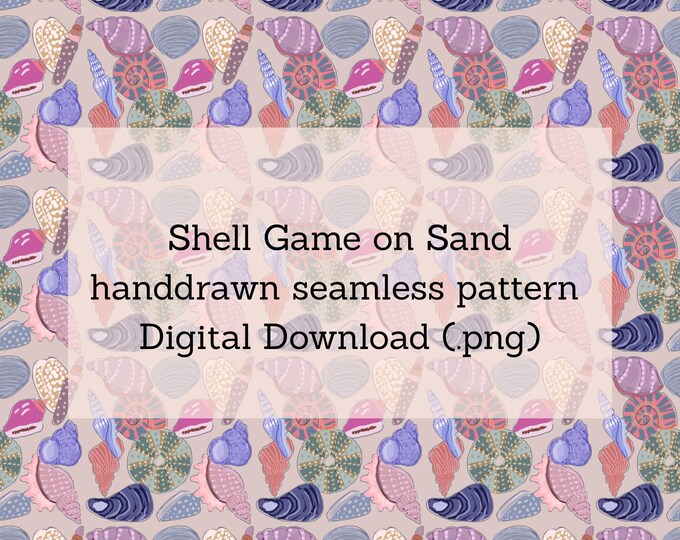 Shell Game on Sand hand-drawn seamless pattern digital download (.png)